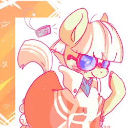 Size: 800x800 | Tagged: dead source, safe, artist:clockworkquartet, derpibooru import, picture frame (character), picture perfect, earth pony, pony, camera, female, glasses, mare, solo
