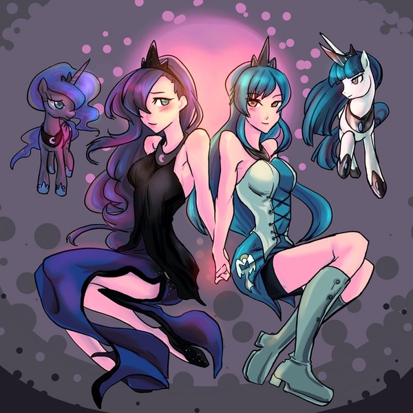 Size: 800x800 | Tagged: safe, artist:bakki, derpibooru import, princess luna, oc, oc:angel song, alicorn, human, pony, abstract background, female, humanized, mare