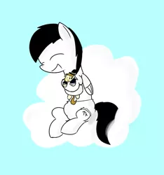 Size: 749x800 | Tagged: artist needed, suggestive, derpibooru import, oc, oc:archimedes ogle, oc:gentle coltte of leisure, unofficial characters only, pegasus, pony, cloud, diaper, diaper fetish, happy, he loves his daddy, male, plushie, stallion