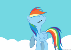 Size: 1000x700 | Tagged: safe, artist:mixermike622, derpibooru import, rainbow dash, pegasus, pony, animated, bedroom eyes, cloud, cutie mark, eye, eyes, female, gif, lip bite, looking at you, love face, mane flip, mare, solo, sparkles