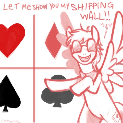 Size: 500x500 | Tagged: safe, artist:clorin spats, derpibooru import, oc, oc:pomf, unofficial characters only, pegasus, pony, dialogue, glasses, homestuck, looking at you, male, open mouth, shipper, shipping wall, smiling, solo, spread wings, stallion