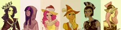 Size: 4980x1264 | Tagged: applejack, artist:emmy, chancellor puddinghead, clover the clever, commander hurricane, crown, dead source, derpibooru import, female, fluttershy, founders of equestria, hat, helmet, hood, human, humanized, jewelry, mane six, photoshop, pinkie pie, princess platinum, private pansy, rainbow dash, rarity, regalia, safe, simple background, smart cookie, twilight sparkle, wallpaper