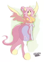 Size: 608x838 | Tagged: anthro, artist:lionalliance, breasts, busty fluttershy, clothes, derpibooru import, female, fluttershy, safe, skirt, solo, sweater, sweatershy, unguligrade anthro