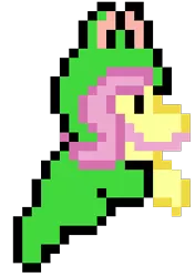 Size: 209x297 | Tagged: artist needed, derpibooru import, fluttershy, frog suit, mario, moustache, safe, solo, sprite, super mario bros., super mario bros. 3