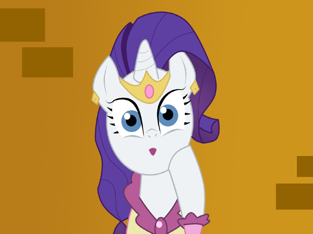 Size: 640x480 | Tagged: safe, artist:toongrowner, derpibooru import, rarity, pony, unicorn, brick wall, crown, female, looking at you, mare, solo