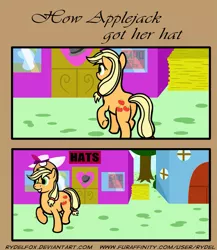 Size: 843x970 | Tagged: safe, artist:rydelfox, derpibooru import, applejack, earth pony, pony, applejack's hat, comic, female, hat, mare, solo