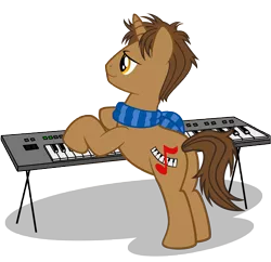 Size: 10669x10342 | Tagged: safe, artist:gratlofatic, derpibooru import, oc, oc:daniel ingram, unofficial characters only, pony, unicorn, absurd resolution, clothes, daniel ingram, keyboard, male, scarf, simple background, smiling, solo, stallion, transparent background, vector