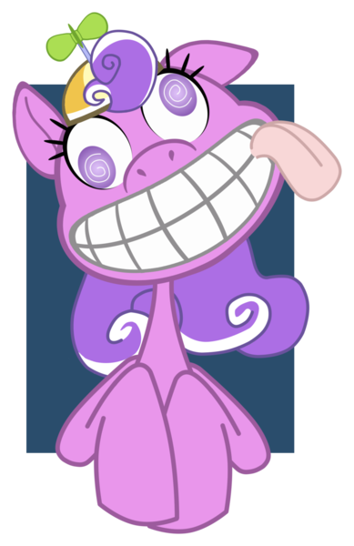 Size: 1244x1920 | Tagged: safe, artist:toonfreak, derpibooru import, screwball, earth pony, pony, bust, derp, female, grin, head tilt, mare, smiling, solo, tongue out