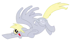 Size: 1280x750 | Tagged: safe, artist:toonfreak, derpibooru import, derpy hooves, pegasus, pony, female, floppy ears, flying, mare, open mouth, simple background, solo, transparent background