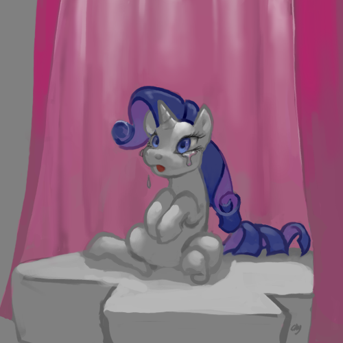 Size: 500x500 | Tagged: safe, artist:cabyowl, derpibooru import, rarity, pony, unicorn, crying, female, mare, sitting, solo