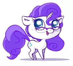 Size: 500x450 | Tagged: safe, artist:basserist, derpibooru import, rarity, pony, unicorn, chibi, female, glasses, looking up, mare, simple background, solo, white background