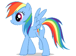 Size: 1276x948 | Tagged: source needed, safe, artist:kuren247, derpibooru import, rainbow dash, pegasus, pony, animated, female, gif, mare, shadow, simple background, smiling, solo, spread wings, transparent background, walk cycle, walking, wings