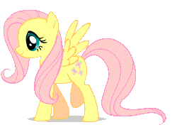 Size: 1276x948 | Tagged: source needed, safe, artist:kuren247, derpibooru import, fluttershy, pegasus, pony, animated, cutie mark, female, gif, mare, shadow, simple background, smiling, solo, spread wings, transparent background, walk cycle, walking, wings