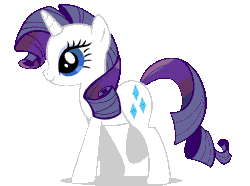 Size: 1276x948 | Tagged: source needed, safe, artist:kuren247, derpibooru import, rarity, pony, unicorn, animated, cutie mark, female, gif, mare, shadow, simple background, smiling, solo, transparent background, walk cycle, walking