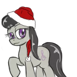 Size: 3400x3400 | Tagged: safe, artist:caumen, derpibooru import, octavia melody, earth pony, pony, christmas, female, hat, high res, holiday, mare, raised hoof, santa hat, simple background, solo, transparent background