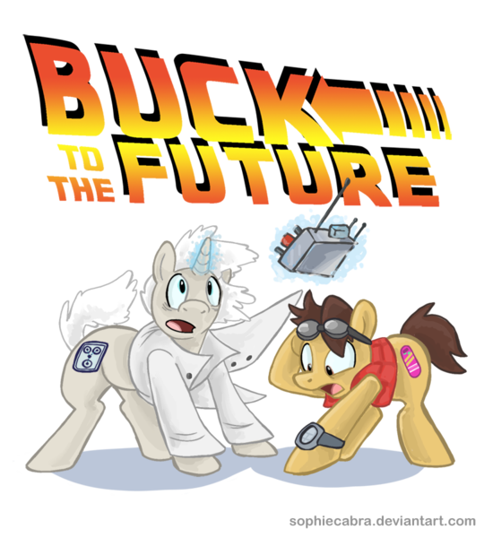 Size: 810x900 | Tagged: safe, artist:spainfischer, derpibooru import, ponified, earth pony, pony, unicorn, back to the future, doc brown, duo, goggles, male, marty mcfly, simple background, stallion, transparent background