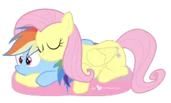 Size: 1160x700 | Tagged: safe, artist:dm29, derpibooru import, fluttershy, rainbow dash, pegasus, pony, cuddling, duo, female, folded wings, friendshipping, mare, show accurate, simple background, transparent background, wings