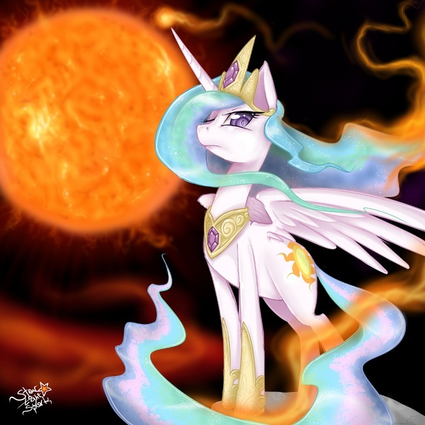 Size: 800x800 | Tagged: safe, artist:starlightspark, derpibooru import, princess celestia, alicorn, pony, female, looking at you, mare, paint tool sai, solo, sun