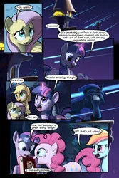 Size: 720x1080 | Tagged: safe, artist:tswt, derpibooru import, applejack, fluttershy, pinkie pie, princess luna, rainbow dash, twilight sparkle, alicorn, earth pony, pegasus, pony, unicorn, comic:friendship update, canterlot, comic, female, mare, night