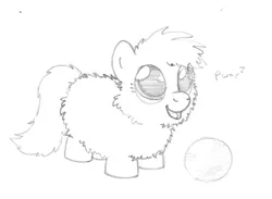 Size: 703x516 | Tagged: artist needed, ball, derpibooru import, fluffy pony, fluffy pony original art, monochrome, safe, solo