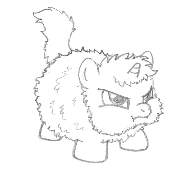 Size: 660x586 | Tagged: artist needed, cheek puffing, derpibooru import, fluffy pony, fluffy pony original art, monochrome, safe, smarty friend, solo