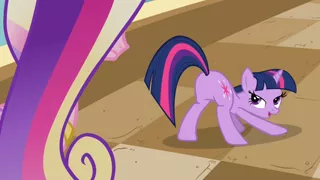 Size: 1600x900 | Tagged: safe, derpibooru import, screencap, princess cadance, queen chrysalis, twilight sparkle, alicorn, pony, unicorn, a canterlot wedding, face down ass up, fake cadance, female, lidded eyes, looking back, mare, one of the animators actually made this, out of context, plot, sunshine sunshine, twibutt
