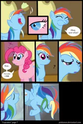 Size: 1000x1490 | Tagged: semi-grimdark, artist:pinkanon, derpibooru import, pinkie pie, rainbow dash, earth pony, pegasus, pony, comic:cupcakes the comic, fanfic:cupcakes, comic, cupcake, female, mare, unconscious