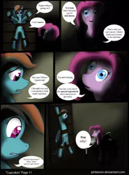 Size: 1000x1350 | Tagged: semi-grimdark, artist:pinkanon, derpibooru import, pinkie pie, rainbow dash, earth pony, pegasus, pony, comic:cupcakes the comic, fanfic:cupcakes, comic, female, femdom, femsub, mare, submissive