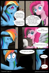 Size: 1000x1500 | Tagged: semi-grimdark, artist:pinkanon, derpibooru import, gilda, pinkie pie, rainbow dash, earth pony, gryphon, pegasus, pony, comic:cupcakes the comic, fanfic:cupcakes, blood, comic, crying, female, mare, skull