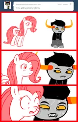 Size: 700x1100 | Tagged: safe, artist:madmax, derpibooru import, fluttershy, pegasus, pony, madmax silly comic shop, comic, crossover, female, flutterstalker, homestuck, mare, tavros nitram, tavroshy