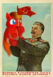 Size: 660x960 | Tagged: artist:marcusmaximus, communism, derpibooru import, edit, flag, fluffy pony, fluffy pony original art, human, josef stalin, russia, safe