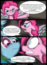 Size: 1000x1400 | Tagged: semi-grimdark, artist:pinkanon, derpibooru import, pinkie pie, rainbow dash, earth pony, pegasus, pony, comic:cupcakes the comic, fanfic:cupcakes, abuse, comic, crying, dashabuse, female, mare, psychological abuse, wide eyes