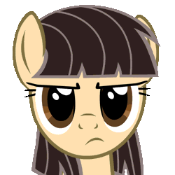 Size: 600x600 | Tagged: safe, artist:blackgryph0n, derpibooru import, wild fire, pegasus, pony, animated, close-up, female, gif, grumpy, looking at you, mare, parody, sibsy, simple background, solo, transparent background, unamused, wild fire is not amused