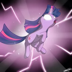 Size: 900x900 | Tagged: safe, artist:theparagon, derpibooru import, twilight sparkle, pony, unicorn, abstract background, female, floating, glowing eyes, magic overload, magic surge, mare, solo, unicorn twilight