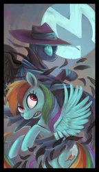 Size: 1300x2260 | Tagged: safe, artist:sharpie91, derpibooru import, mare do well, rainbow dash, pegasus, pony, clothes, costume, duo, female, hat, mare