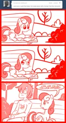 Size: 700x1300 | Tagged: safe, artist:madmax, derpibooru import, bon bon, sweetie drops, earth pony, human, pony, madmax silly comic shop, bench, boxer hockey, comic, duo, duo female, female, mare, monochrome, prone, rittz, sitting