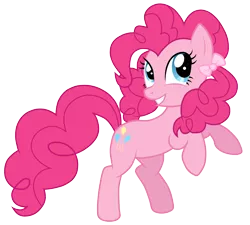 Size: 5000x4501 | Tagged: safe, artist:jennieoo, derpibooru import, pinkie pie, earth pony, pony, absurd resolution, bow, female, hair bow, mare, pigtails, ponytail, rearing, simple background, smiling, solo, transparent background, vector