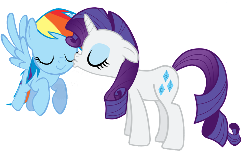 Size: 1103x724 | Tagged: safe, artist:blueshinelady, derpibooru import, rainbow dash, rarity, pegasus, pony, unicorn, eyes closed, female, floppy ears, flying, kissing, lesbian, mare, raridash, shipping, simple background, smiling, spread wings, vector, white background