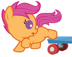 Size: 4000x3200 | Tagged: safe, artist:beavernator, derpibooru import, scootaloo, pegasus, pony, baby, baby pony, baby scootaloo, female, foal, looking back, scooter, simple background, solo, white background