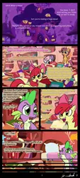 Size: 900x2000 | Tagged: dead source, safe, artist:gavalanche, derpibooru import, apple bloom, scootaloo, spike, sweetie belle, dragon, earth pony, pegasus, pony, unicorn, comic, comic sans, cutie mark crusaders, female, filly, golden oaks library, male, saga of the metapony