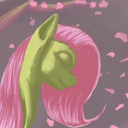 Size: 500x500 | Tagged: safe, artist:lyun, derpibooru import, fluttershy, pegasus, pony, eyes closed, female, mare, profile, solo