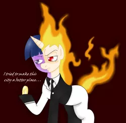 Size: 1325x1292 | Tagged: safe, artist:blackbewhite2k7, derpibooru import, twilight sparkle, pony, rapidash, unicorn, batman, crossover, female, mare, parody, rapidash twilight, solo, two-face