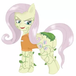 Size: 1276x1269 | Tagged: safe, artist:blackbewhite2k7, derpibooru import, fluttershy, pegasus, pony, arkham city, batman, crossover, female, flutterbutt, mare, parody, plot, poison ivy, poison ivyshy, simple background, solo, white background