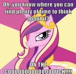 Size: 500x485 | Tagged: safe, derpibooru import, princess cadance, alicorn, pony, abstract background, advice meme, female, image macro, mare, meme, solo