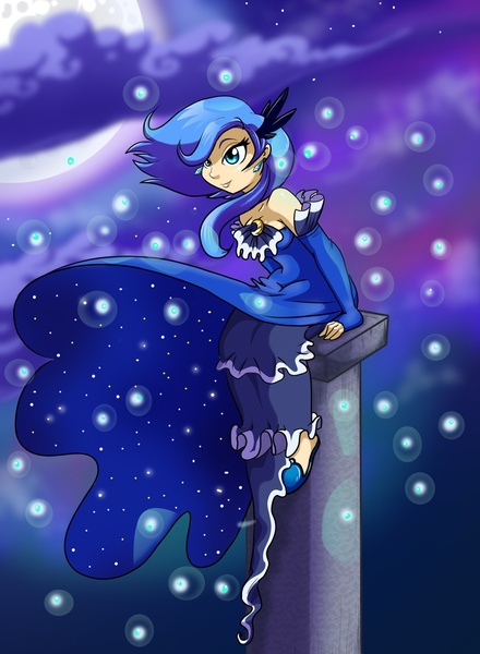 Size: 900x1227 | Tagged: artist:madmax, derpibooru import, female, human, humanized, pillar, princess luna, s1 luna, safe, solo