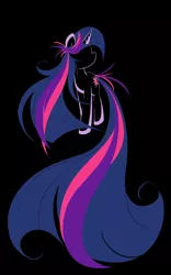 Size: 1000x1600 | Tagged: safe, artist:bamboodog, derpibooru import, twilight sparkle, pony, unicorn, black background, cutie mark, female, hooves, horn, lineart, mare, minimalist, modern art, simple background, solo