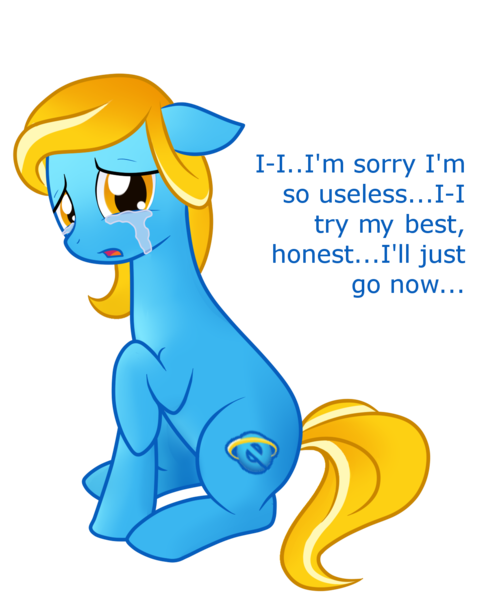Size: 1225x1475 | Tagged: safe, artist:staticwave12, derpibooru import, oc, oc:internet explorer, ponified, unofficial characters only, earth pony, pony, browser ponies, crying, dialogue, female, floppy ears, internet browser, internet explorer, looking at you, mare, open mouth, raised hoof, sad, simple background, sitting, solo, transparent background