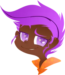 Size: 622x714 | Tagged: artist:sassy-little-peacock, bust, dark skin, derpibooru import, female, human, humanized, portrait, safe, scootaloo, simple background, solo, transparent background, wingding eyes