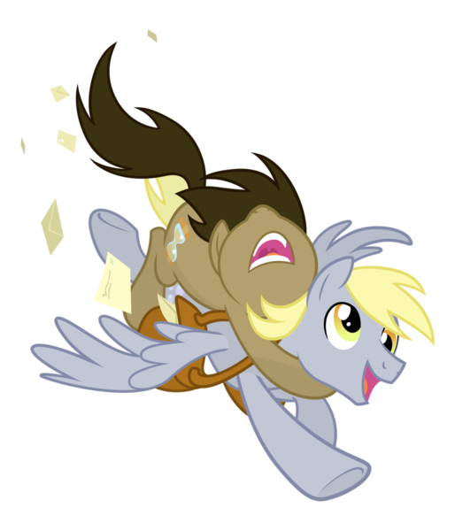 Size: 1200x1400 | Tagged: safe, artist:equestria-prevails, derpibooru import, derpy hooves, doctor whooves, time turner, pegasus, pony, doctorderpy, dopey hooves, dopeytoress, envelope, female, flying, frown, mailmare, male, mare, open mouth, professor whooves, rule 63, saddle bag, shipping, simple background, smiling, stallion, straight, the doctoress, transparent background