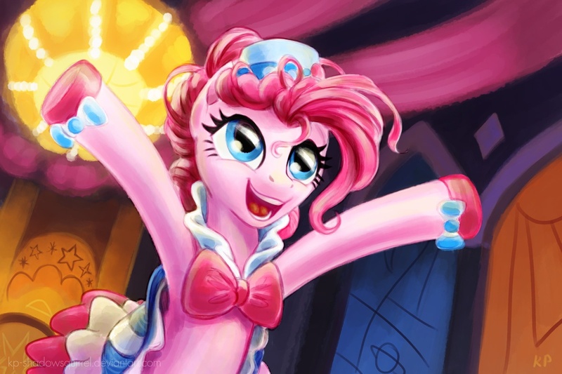 Size: 1200x800 | Tagged: safe, artist:kp-shadowsquirrel, derpibooru import, pinkie pie, earth pony, pony, clothes, dress, female, gala, gala dress, happy, mare, open mouth, smiling, solo